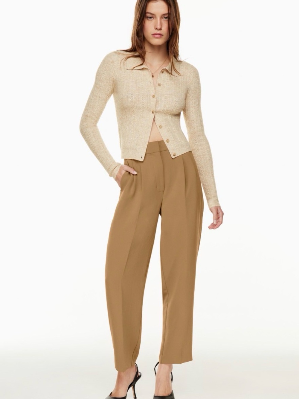 Aritzia Wilfred Carrot Pant - size 8 Tall - Frozen Grey